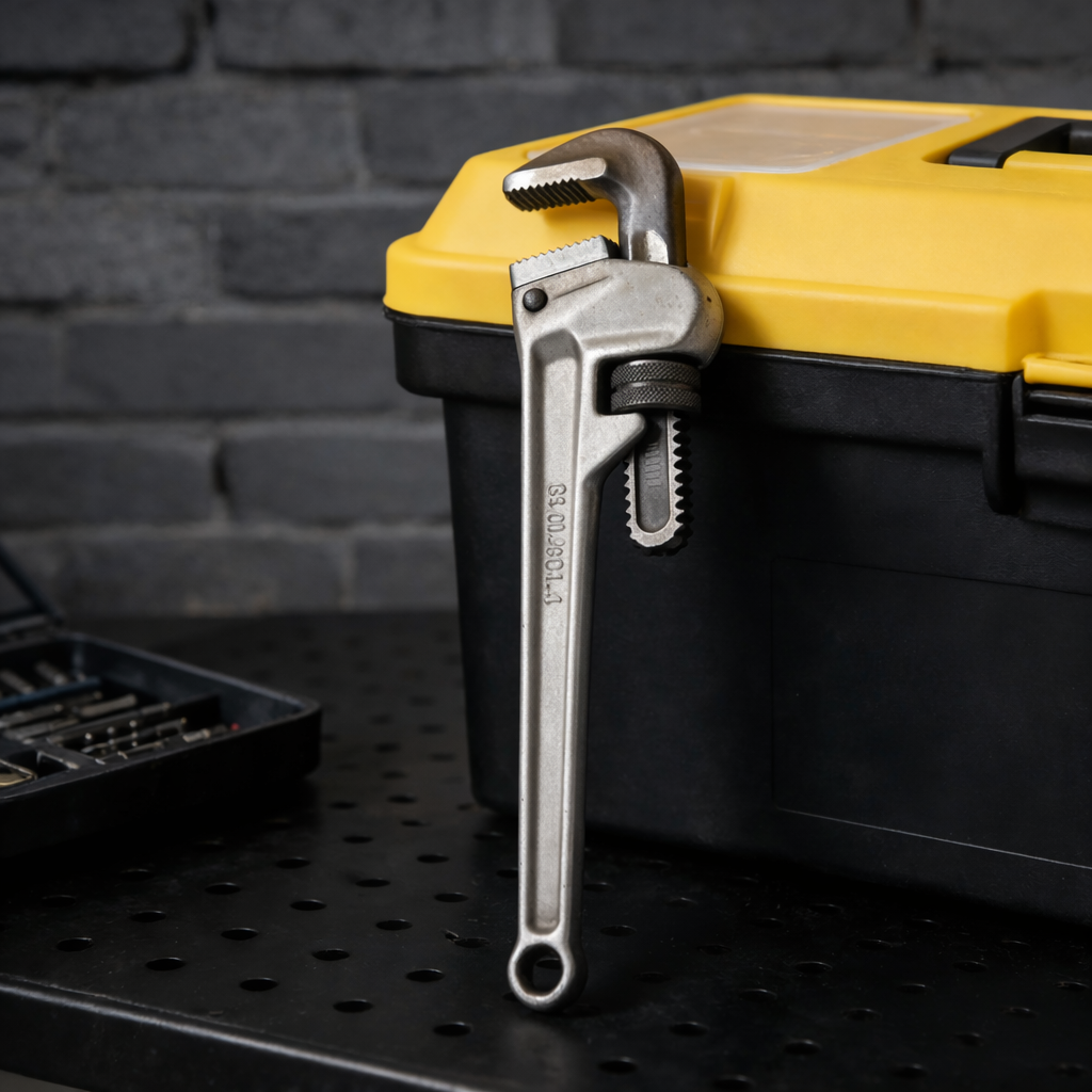 Industrial Pipe Wrench with Adjustable Jaw