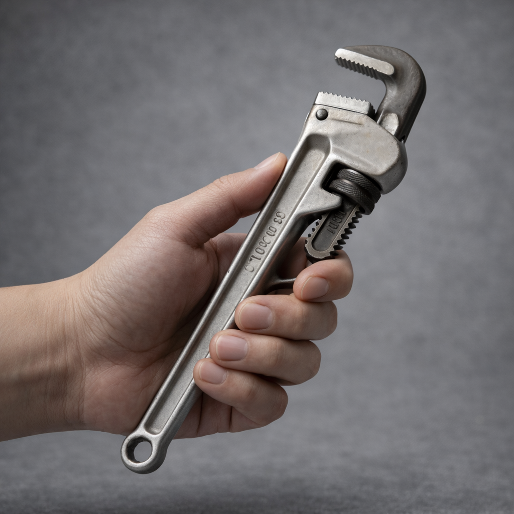 Industrial Pipe Wrench with Adjustable Jaw
