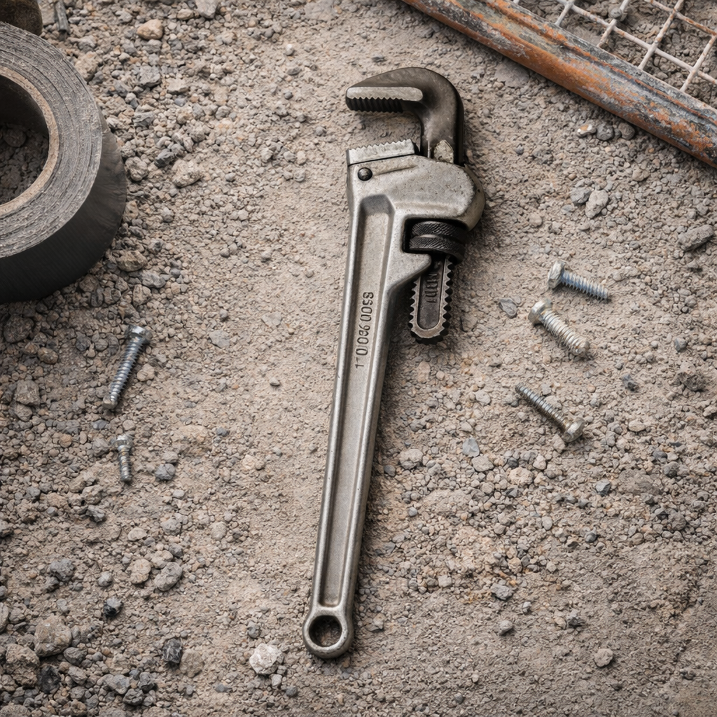 Industrial Pipe Wrench with Adjustable Jaw
